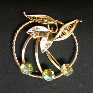 Vintage Titan Floral Brooch - Aurora Crystals